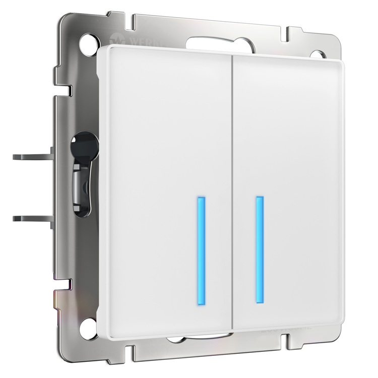 Выключатель сенсорный двухклавишный с функцией Wi-Fi Werkel W4520601, белый